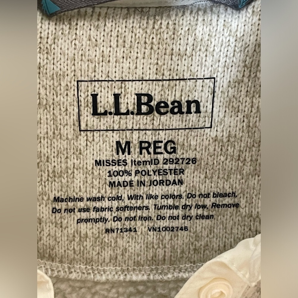 LL Bean Sweater Womens Medium Ivory Outdoor Sweatshirt Lightweight Casual Preppy - Picture 7 of 10